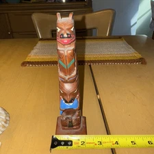 Native Alaskan Hand-Carved Totem Pole - Made In Ak, 7.5Inches Tall - Beautiful