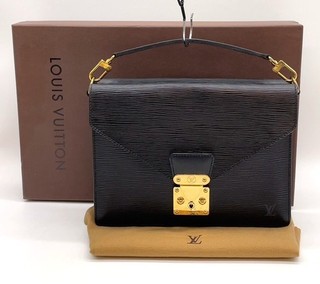 Auth Louis Vuitton Epi Noir Sac Biface M52322 2 Way HandBag W/Box/Bag NS051559
