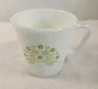 Vintage Pyrex Coffee Mug Summer Impression White With Green Flowers