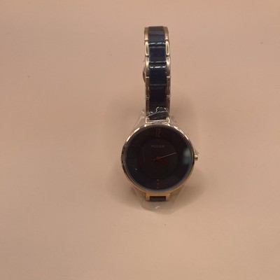 ROCOS Watch Womens Blue Dial Rose Gold Tone Quartz 5ATM Water Resistant Analog