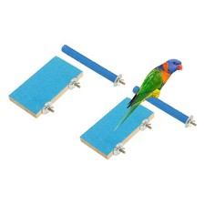 Bird Perch Stand Wooden Parrot Perch Toy Paw Grinding 6 x 3.15 Blue 2Pcs