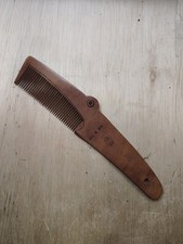 VTG Solid Hardwood Hair Comb Decorative Geometric Logo Handle Made in China 7"