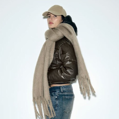 ジャケット・アウター ZARA FAUX LEATHER CROPPED PUFFER JACKET New Zara Faux Leather Cropped Puffer Jacket XS Black-Brown