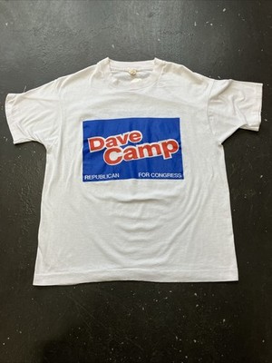 Vintage 80s Dave Camp Republican Congress Campaign Shirt Screen Stars White L