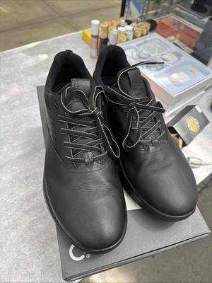 ECCO Golf Shoes Men's S-Three Spikeless Black/Grey Gore Tex Waterproof 9-9.5