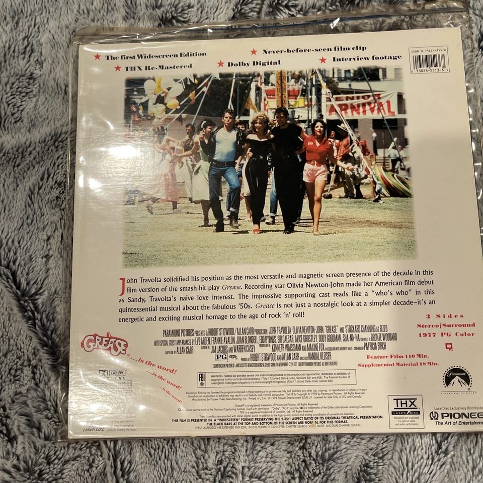 Grease 20th Anniversary Widescreen THX Laserdisc LD John Travolta  - Image 2 of 2