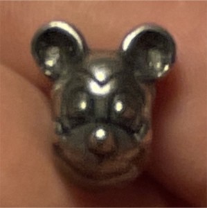 Sterling Silver Mouse Head Bead Charm, Animal Theme Jewelry Charm 925 