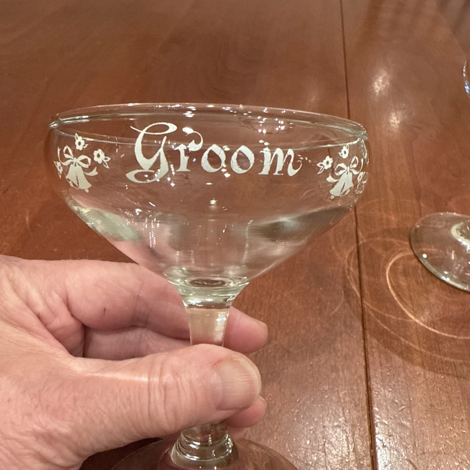 Juego de copas tostadas champán boda letras blancas de novia y novio de colección Foto 4 de 4