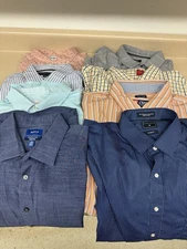 Lot of 8 Shirts Various Brands Adult XL Button Up Long Bundle.