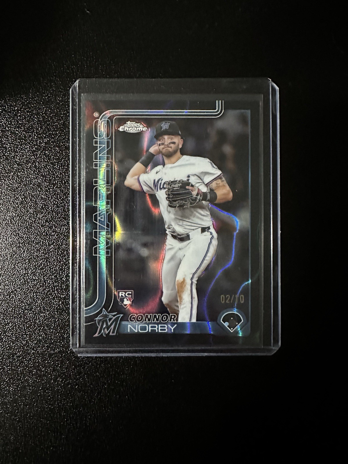 2025 Topps Chrome Connor Norby Rookie Black Lava Refractor /10 Marlins RC 199 SP