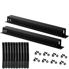 2-Pack 19 Inch 1U Cable Management Horizontal Cable Rack Mount Manager with m...