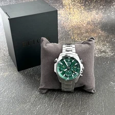 Bulova Marine Star 96B396 Green Dial Men's 43mm Quartz Stainless Steel Watch New