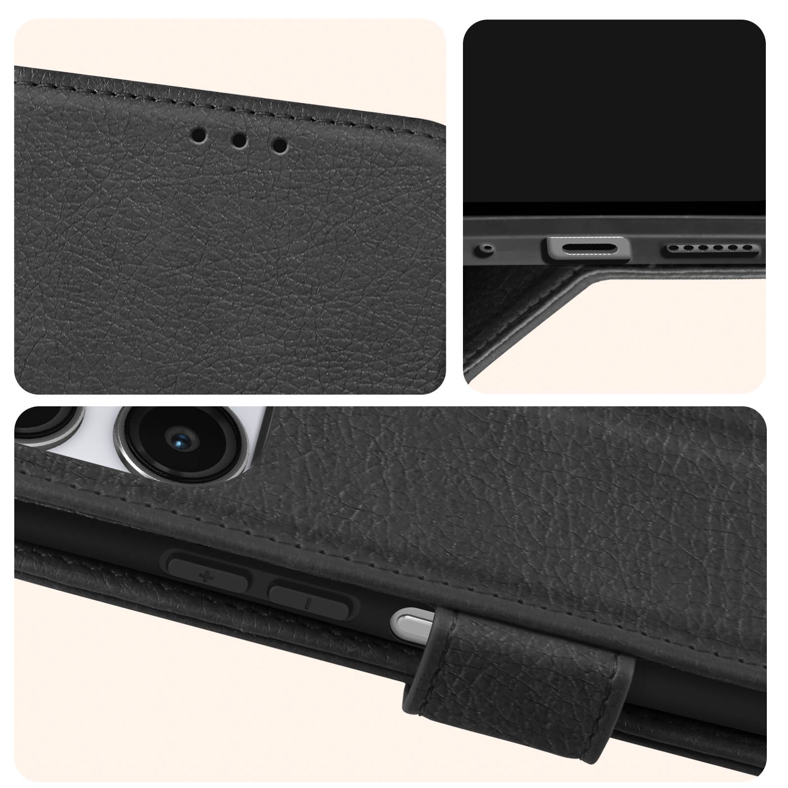 Etui Xiaomi Redmi 12 noir en simili cuir avec support horizontal chic