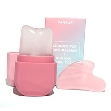 Ice Roller and Gua Sha Set for Face, Eyes and Neck - Skin Care Beauty Pink