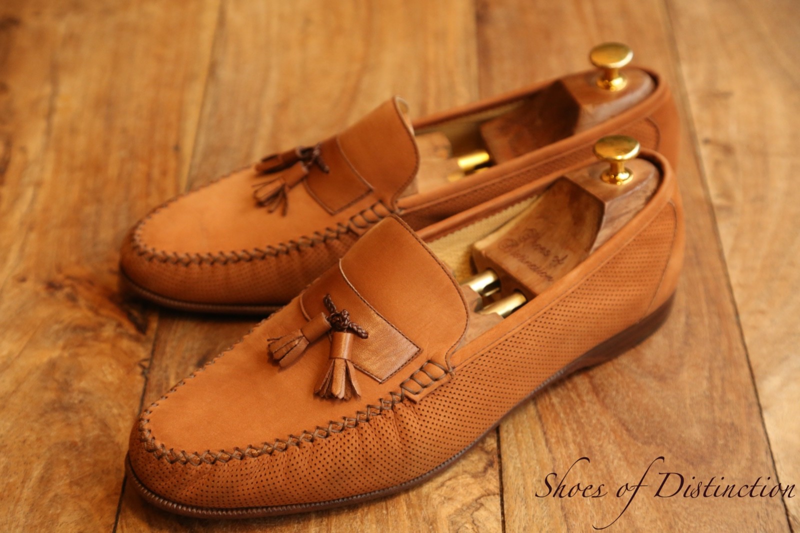 Zapatos mocasines Stemar marrón nobuck con borlas para hombre UK 10.5 F US 11...