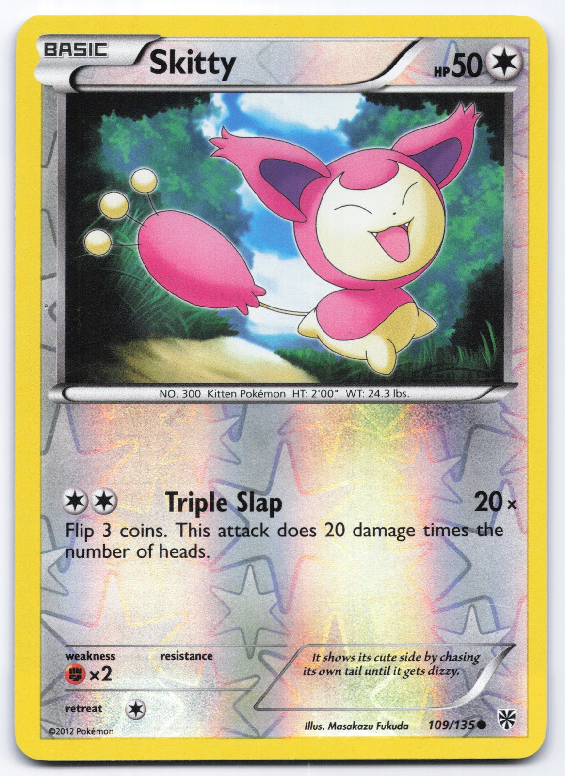 Skitty 109/135 Plasma Storm Holo Common Pokemon Card LP