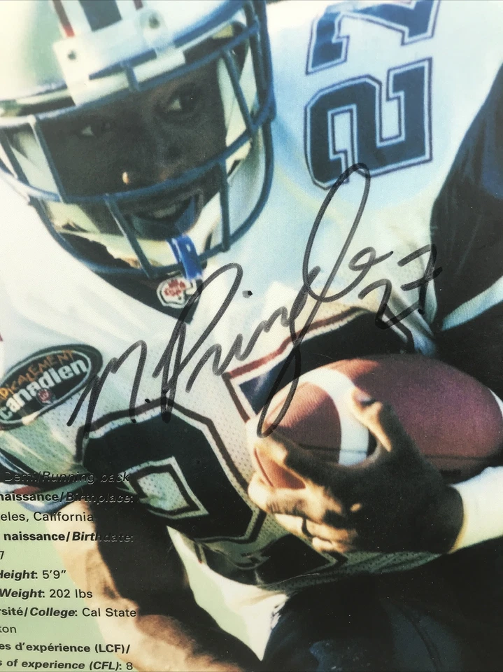 CFL Montreal Alouettes Mike Pringle Signed 8x12 Plaque - Image 2 of 4
