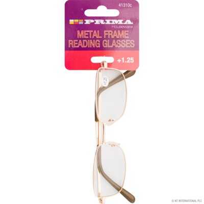 NEU METALLRAHMEN + 1,25 LESBRILLE DURCHSICHTIGES SEHEN AUGEN KOMFORT HAUSWARE