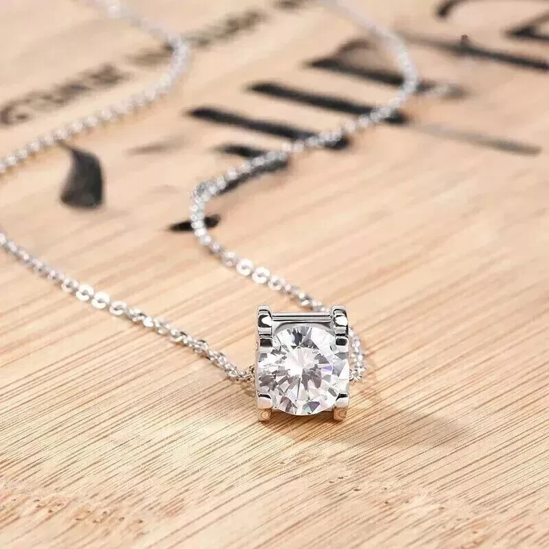 2Ct Round Lab Created Diamond Solitaire Wedding Pendant 14K White Gold Finish - Image 3 of 4