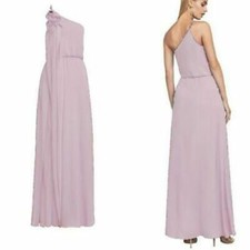 Nwt NEW 368 BCBG MAX AZRIA JOYCE ONE-SHOULDER RUFFLED CHIFFON MAXI GOWN XXS