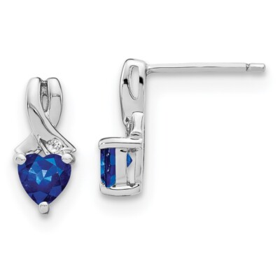 Ohrringe 13 mm Sterlingsilber Laborgefertigt Saphir & Diamant EM7401-CSA-002-SSA