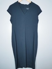 PRELOVED NEXT DRESS SIZE 16 PLAIN BLACK V NECK SMART WORKWEAR CB5