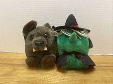2 Vintage Halloween Puffkins 1994 Bat  Witch