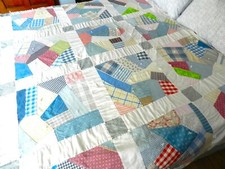 Handmade Vintage Crazy Quilt, Patchwork Quilt