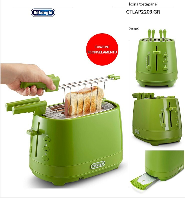 Tostapane De'Longhi Icona Verde 2 Fette 550W - Offerta Esclusiva Online