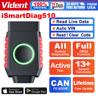 Vident iSmartDiag510 OBD2 Scanner Bluetooth Auto VIN Diagnostic Tools Adblue 