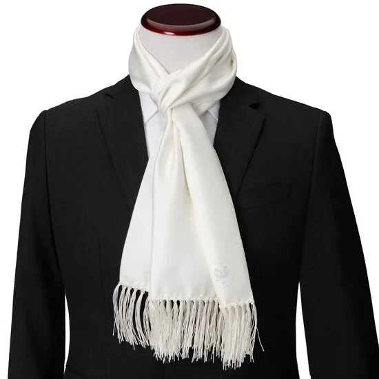 White Silk Tuxedo Scarf 100% Silk - Image 2 of 4