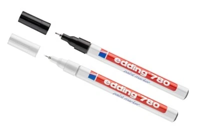 2 x Edding 780 Lackmarker, Lackmalstift Lackstift 0,8 mm weiß + schwarz
