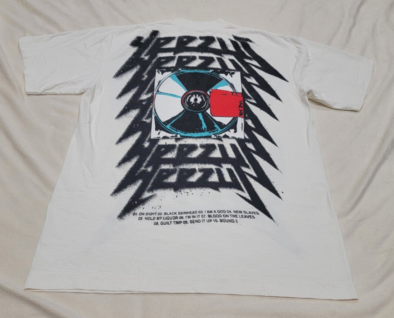 2013 Yeezus Kanye West Sixth Studio Album Graphic T-Shirt White Men Small RARE image 3