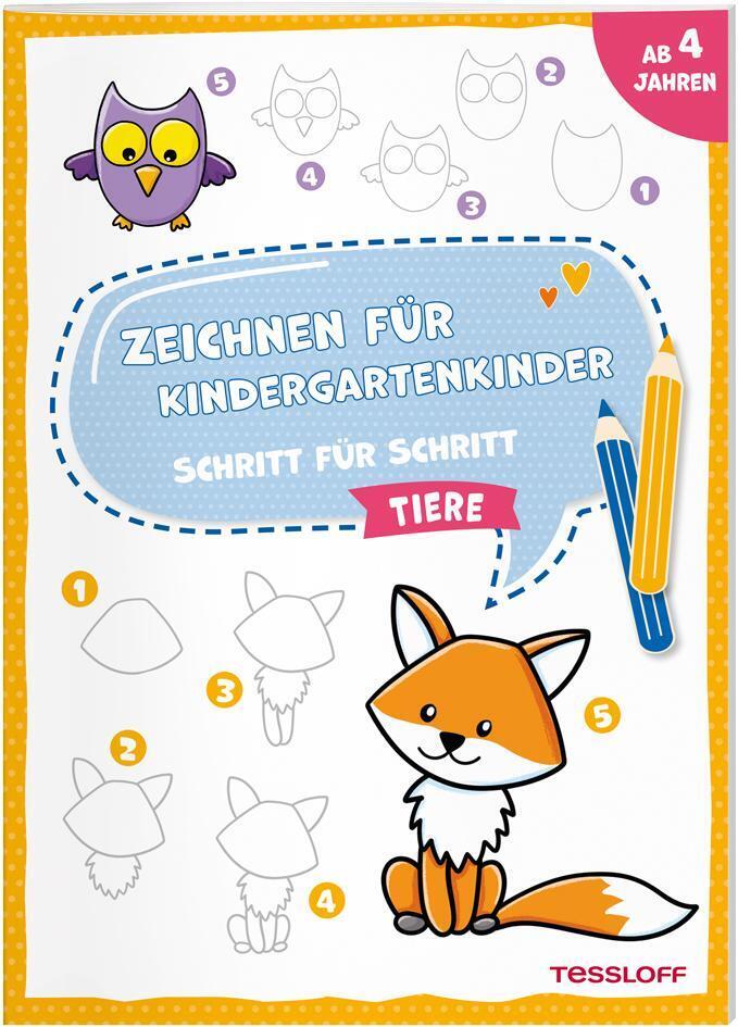 Zeichnen Für Kindergartenkinder. Schritt Für Schritt. Tiere Nadja