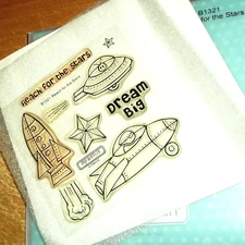 CTMH B1321 REACH FOR THE STARS ~ Rocket, DREAM BIG, Space ship, UFO, Star