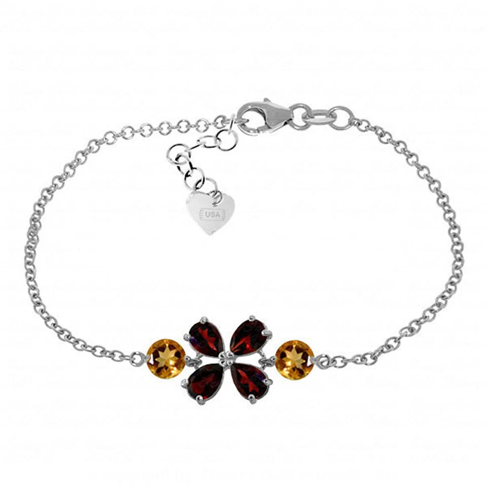 14K. SOLID GOLD BRACELET WITH GARNETS & CITRINES - Image 4 of 4