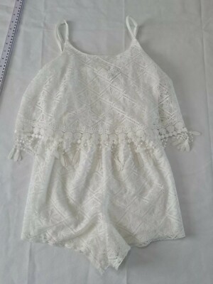 Damen Playsuit Rue21 Größe M Ärmellos Spitze Weiß N.o 2588