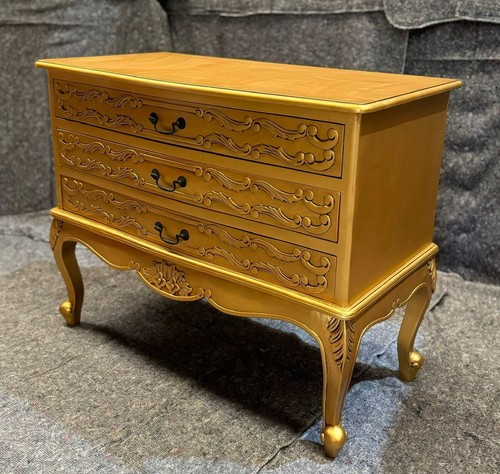 Baroque Rococo Antique French Style Chest Of 3 Drawers, Gold - Picture 6 of 12