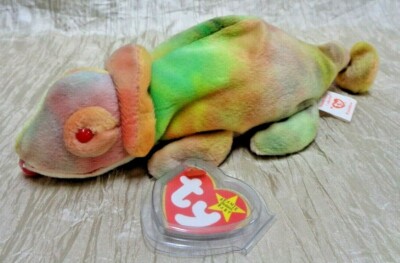1997 Ty Beanie Babies Original Rainbow the Chameleon Red Eyes Very Rare 