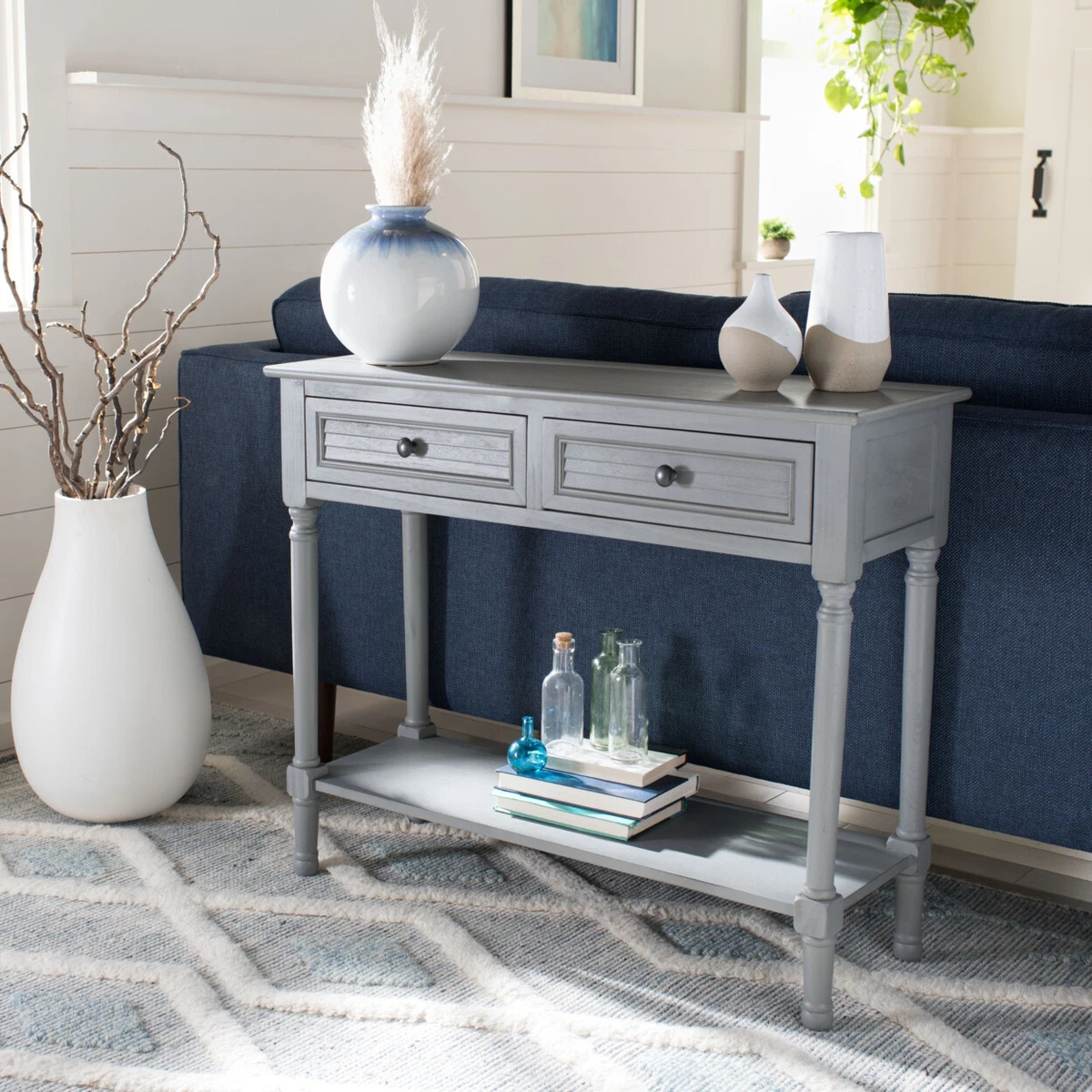 Distressed grey outlet console table
