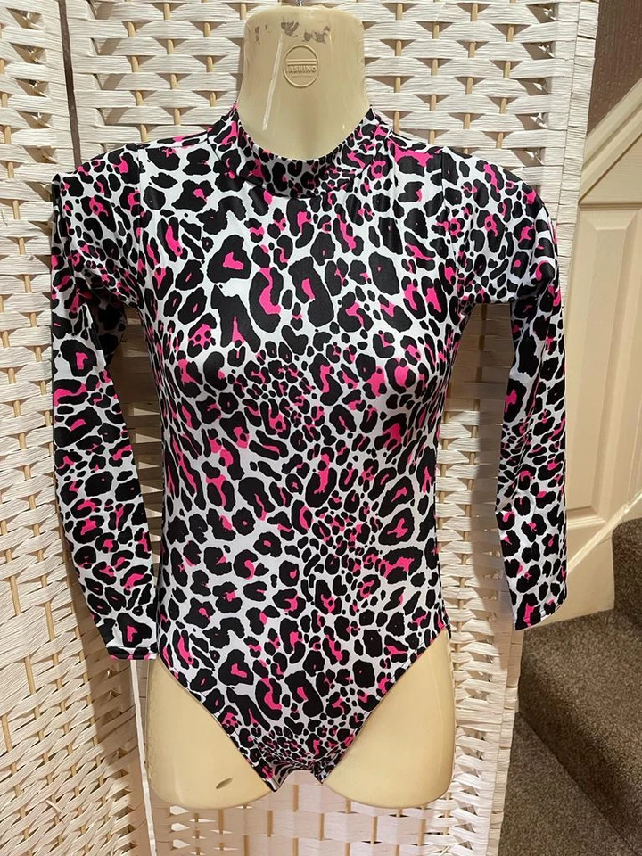 ASSORTED AGES DANCEWEAR ANIMAL PRINT BLACK PINK GYMNASTICS LEOTARDS DANCE, BOX 2 - Image 4 of 4