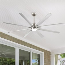 72in Modern Smart Brushed Nickel Ceiling Fan DC Motor Silver Blades w/APP Remote