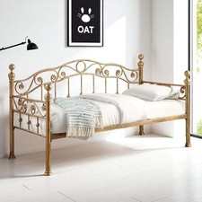 Mayfair Antique Brass Effect  Single Metal Day Bed & Guest Trundle  Bed Option