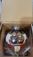 G&D NUTCRACKER SOLDIER Holiday Christmas Ornament Round Glass 4"