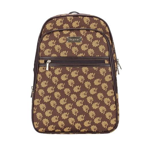 Signare Tapestry Shoulder Backpack Bag Floral Peony Design New No Tags‎ Gold Peony Flower Beige/Blue design Tapestry City Tote - Shoulder  main image 4