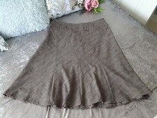 M S Skirt Grey Mix Woven Flared Paneled Below Knee Smart Work Classic Size 14 UK
