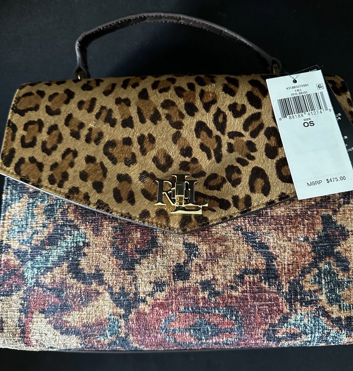 Lauren Ralph Lauren Farrah Print CalfHair Jaquard Satchel Timeless