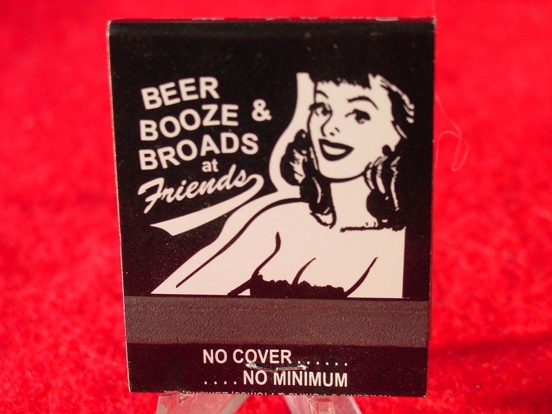 VINTAGE FRIENDS CLUB FULL MATCHBOOK COVER BAR BEER WHISKEY GIRLS  PIPE CIGAR