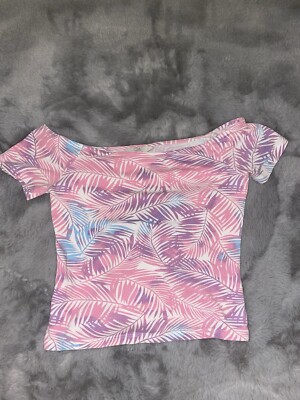 Off the shoulder Pink Tropical Top CKH Clockhouse