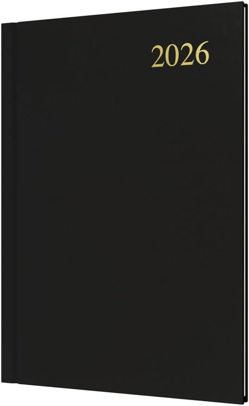 2026 A5 Week to View Diary Hard Cover Planner Organiser Ribbon Marker Black